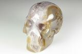 Polished Banded Agate Skull with Amethyst Crystal Pocket #190431-2
